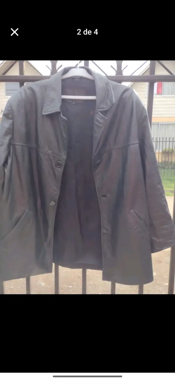 Abrigo de cuero negro para hombre talla L - 2
