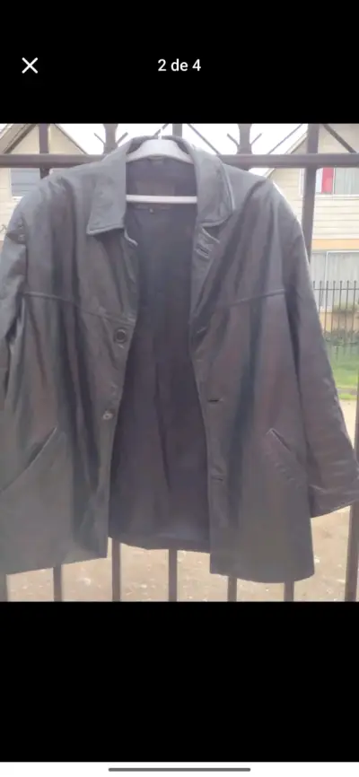Abrigo de cuero negro para hombre talla L - miniatura 2