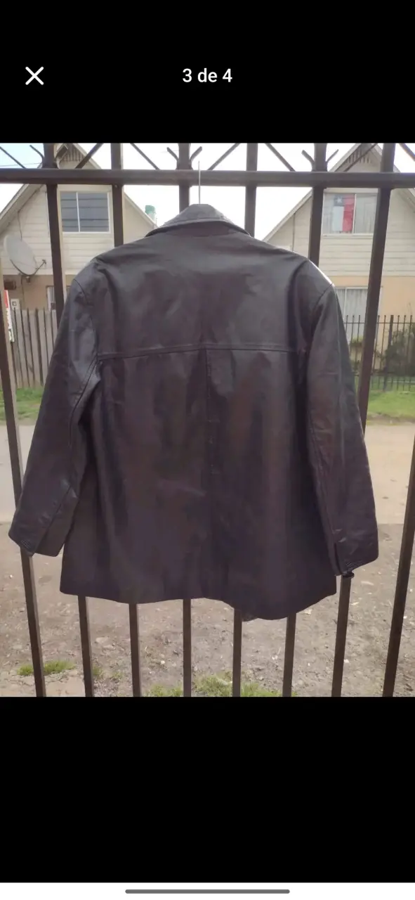 Abrigo de cuero negro para hombre talla L - 4