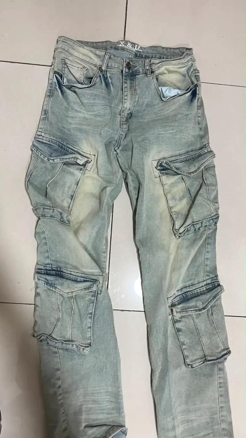 Jeans cargo X&D para hombre desgastados - 2