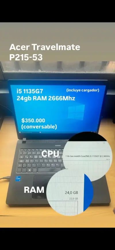 Laptop Acer Travelmate P215-53 i5 24GB RAM - miniatura 1