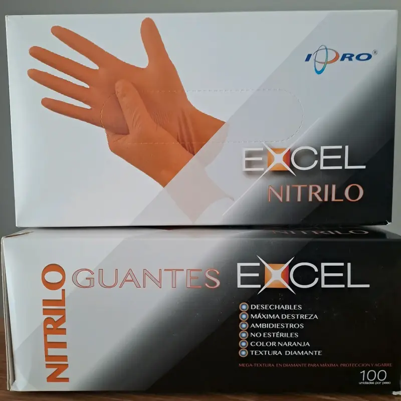 Guantes de Nitrilo Naranja Texturizado
