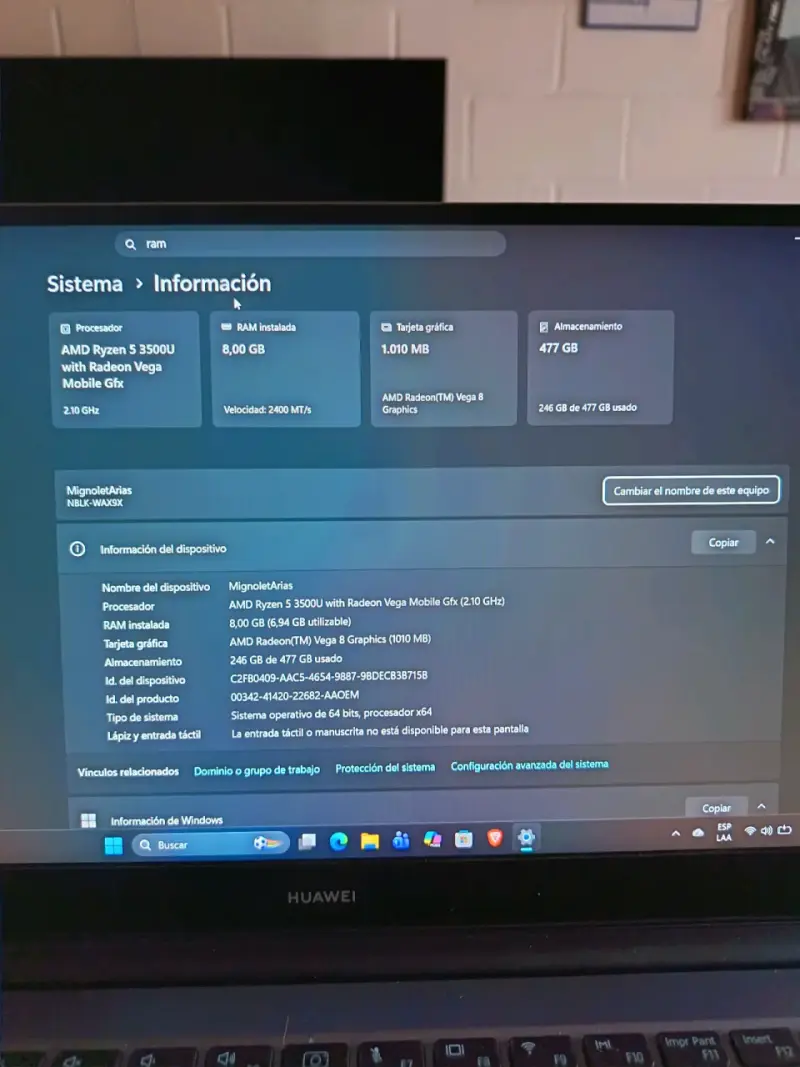 Laptop Huawei MateBook D15 Ryzen 5 8GB RAM - 2