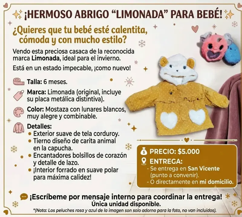 Abrigo para bebé Limonada crema con capucha - 2
