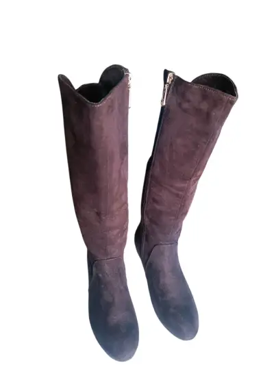 Botas altas de gamuza marrón con cierre lateral - miniatura 2