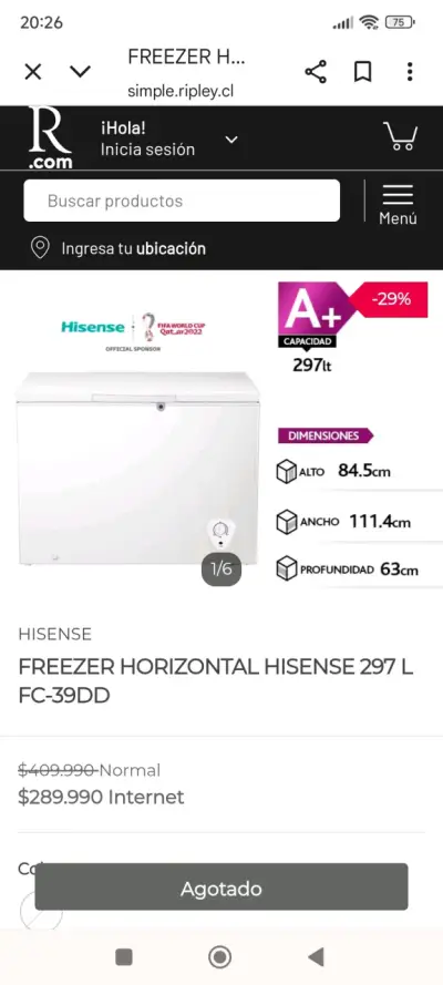 Freezer horizontal Hisense 297L blanco - miniatura 3