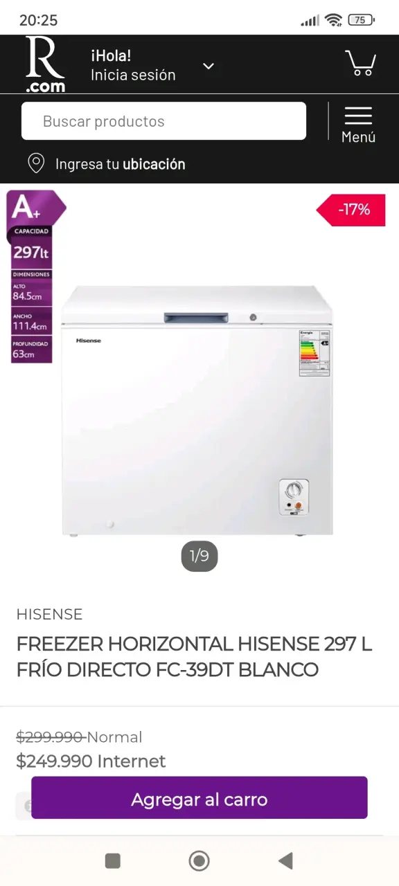 Freezer horizontal Hisense 297L blanco - 4