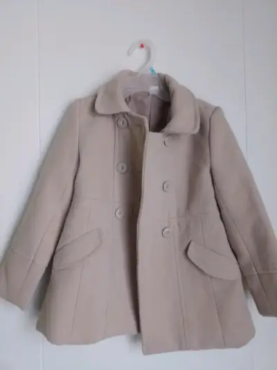 Abrigo de niña beige con botones - miniatura 1