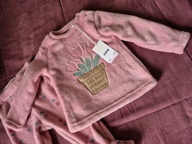 Conjunto pijama de polar para bebé URB rosa - 2