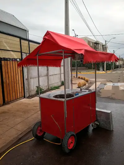 Carro de Comida Rápida Rojo con Parrilla y Lavamanos - miniatura 3