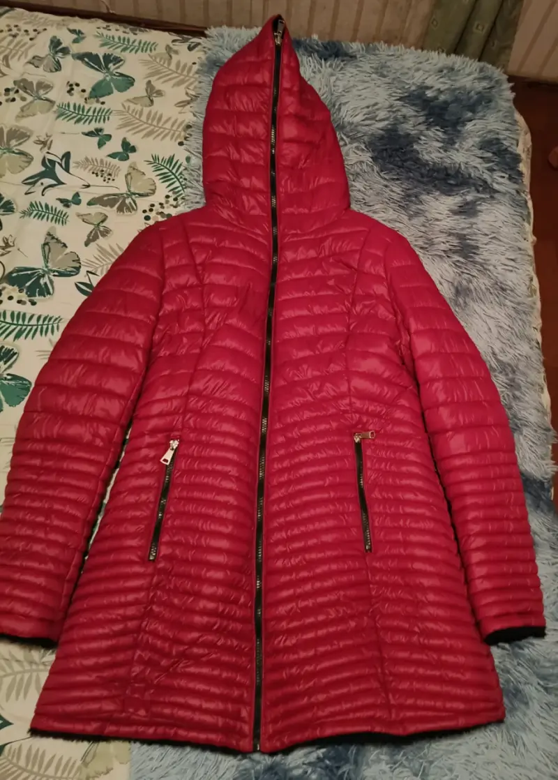 Parka acolchada roja reversible con capucha mujer - 1