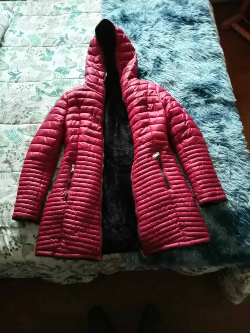 Parka acolchada roja reversible con capucha mujer - 4