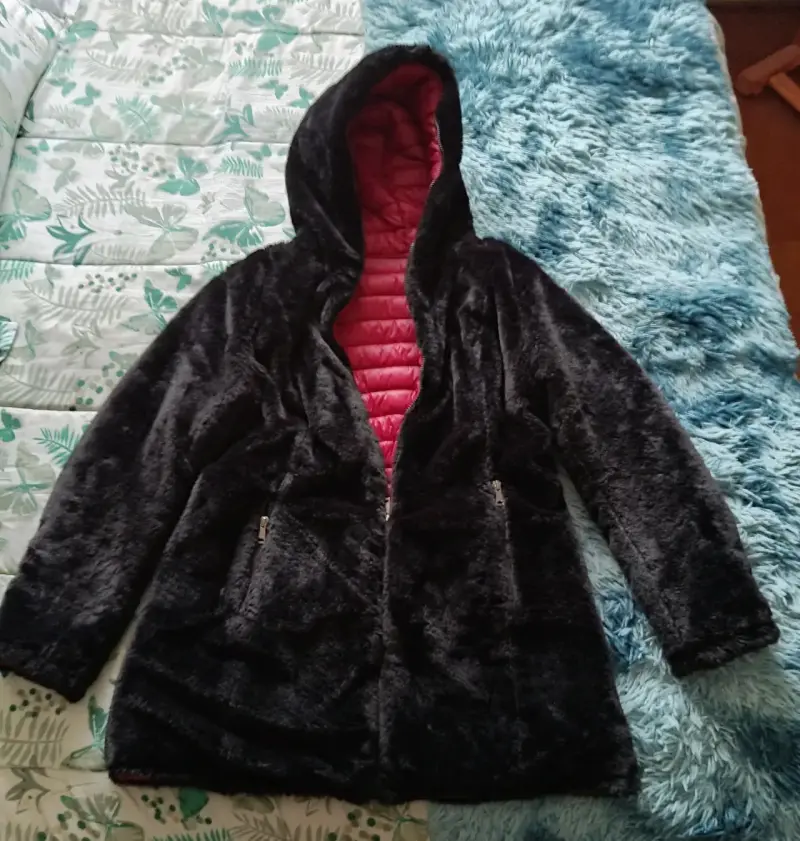 Parka acolchada roja reversible con capucha mujer - 5