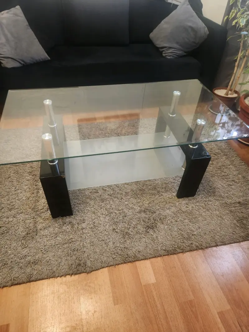 Mesa de Centro de Vidrio y Metal Moderna - 2