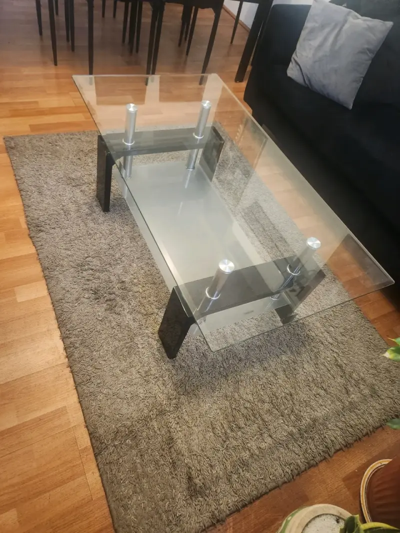 Mesa de Centro de Vidrio y Metal Moderna - 3