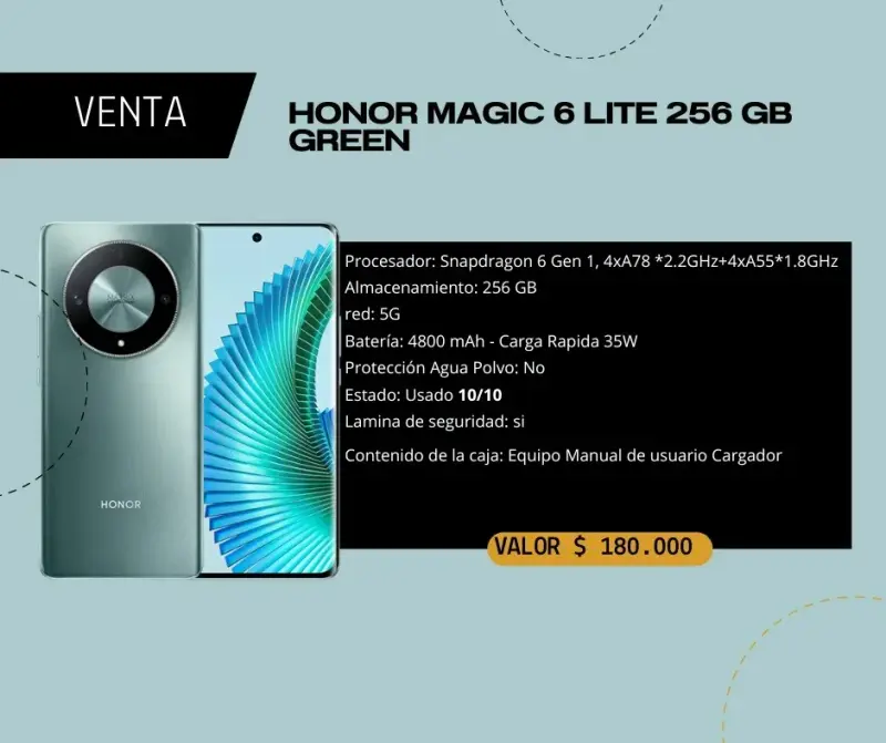 Honor Magic 6 Lite 256 GB Verde Usado
