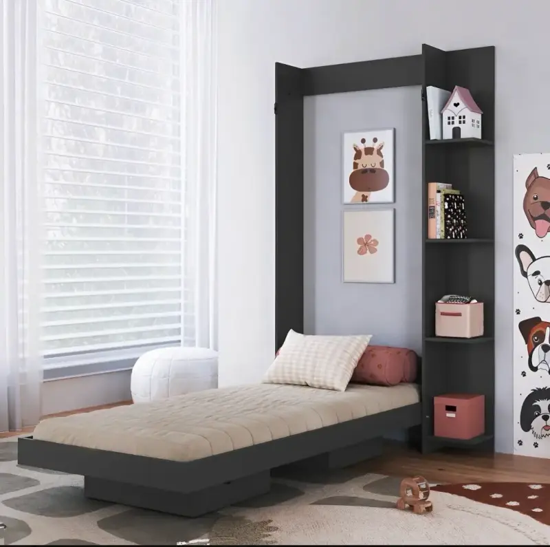 Cama abatible con estantería integrada - 1