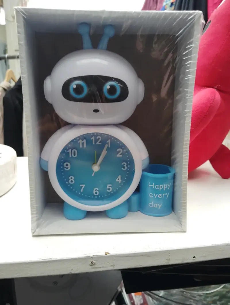 Reloj despertador infantil robot azul - 1
