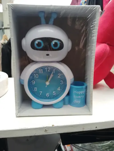 Reloj despertador infantil robot azul - miniatura 1