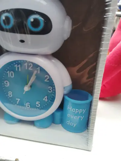 Reloj despertador infantil robot azul - miniatura 2