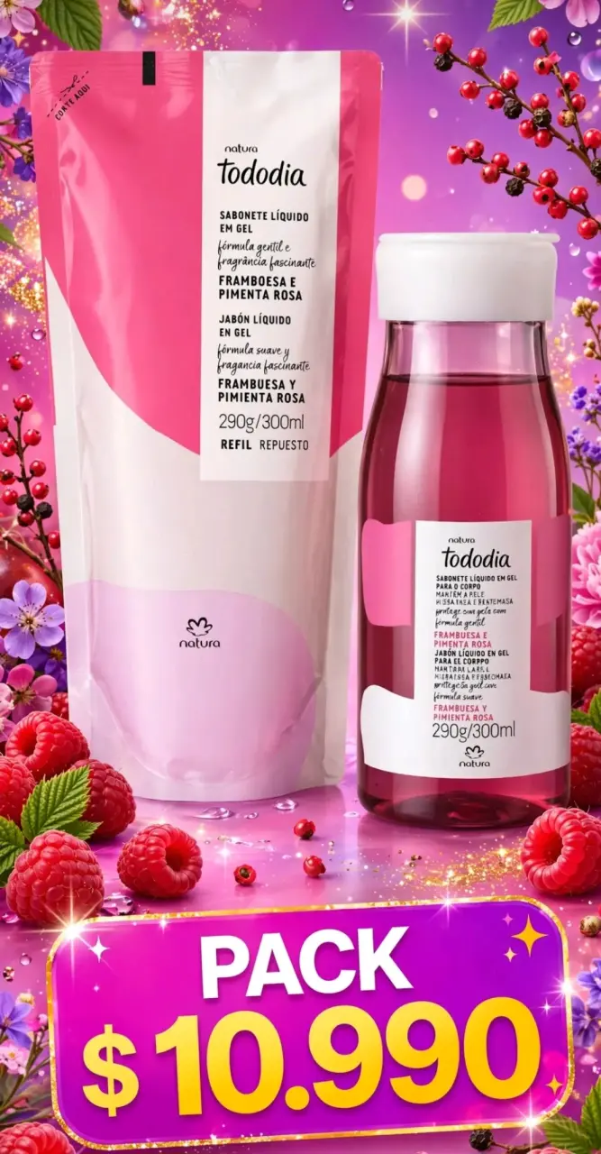 Pack Jabón Líquido Natura Tododia Frambuesa