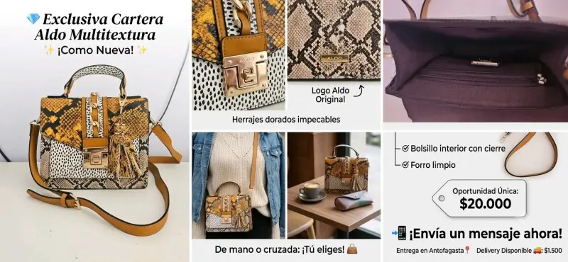 Cartera Aldo Multitextura Exclusiva Como Nueva