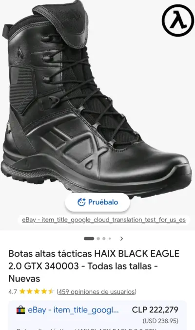 Botas Tácticas negras para hombre talla 41 - miniatura 4