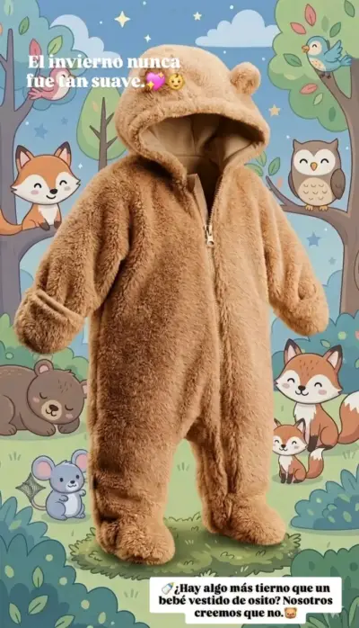 Enterito de bebé con capucha de osito - miniatura 1