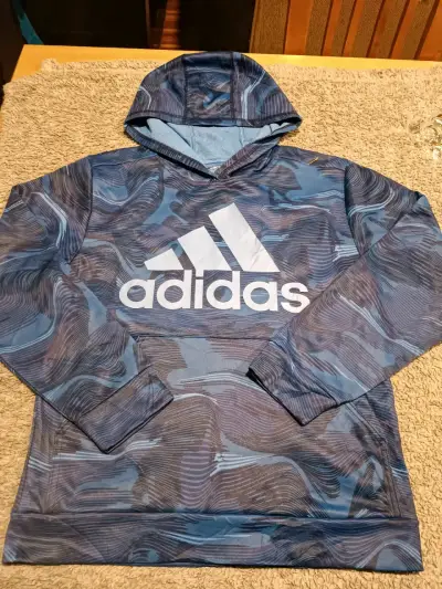 Polerón niño 12 con capucha Adidas estampado azul - miniatura 1