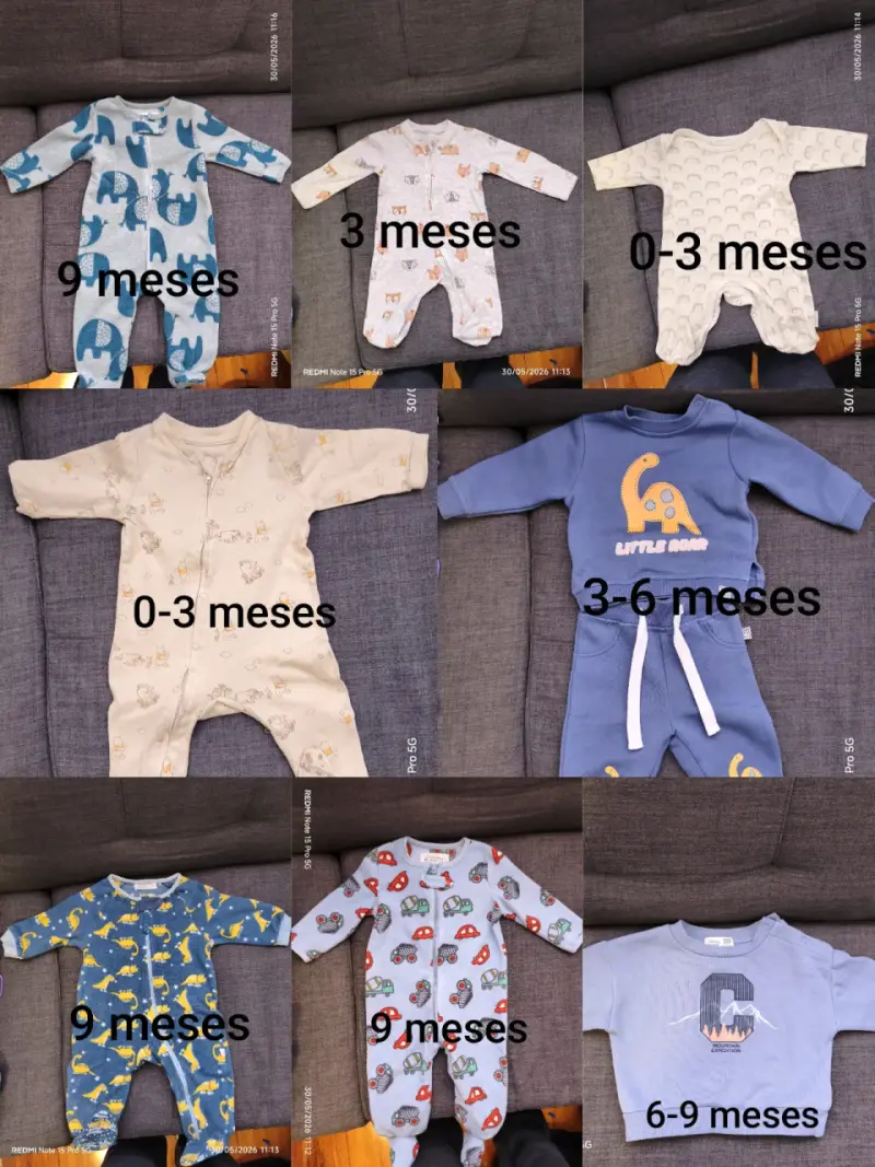 Lote de pijamas y ropa para bebé de 0 a 9 meses