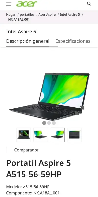 Portátil Acer Aspire 5 A515-56-59HP Intel Core i5 - miniatura 1