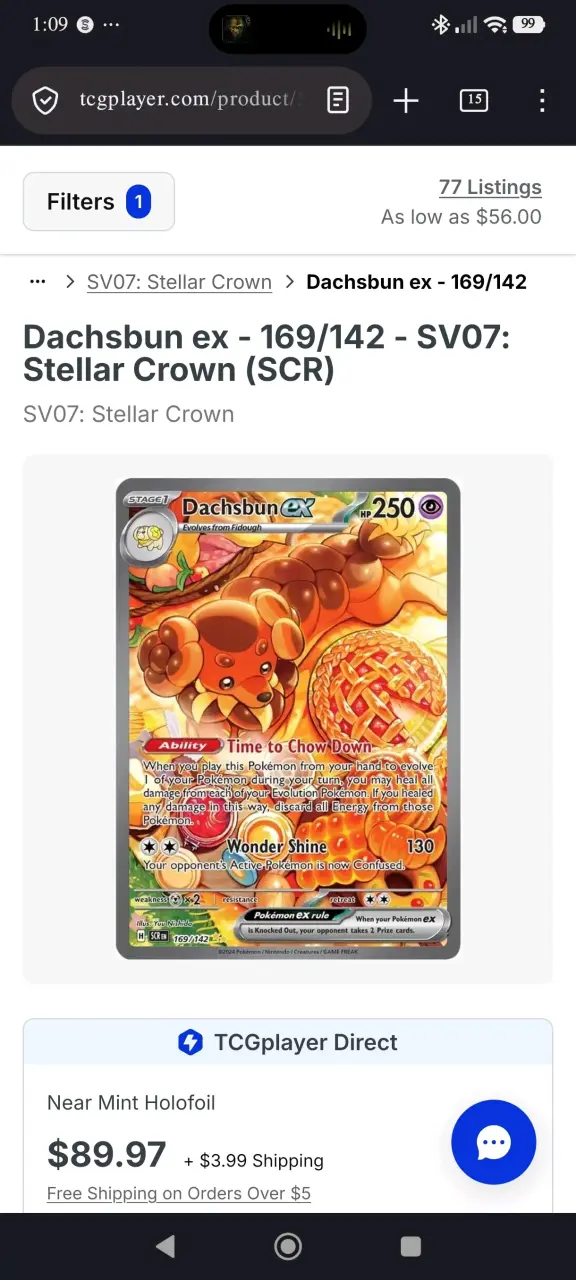 Carta Pokémon Dachsbun ex 169/142 edición especial - 3
