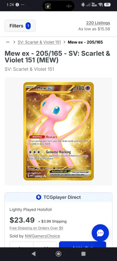 Carta Pokémon Mew ex 205/165 Holofoil - miniatura 3