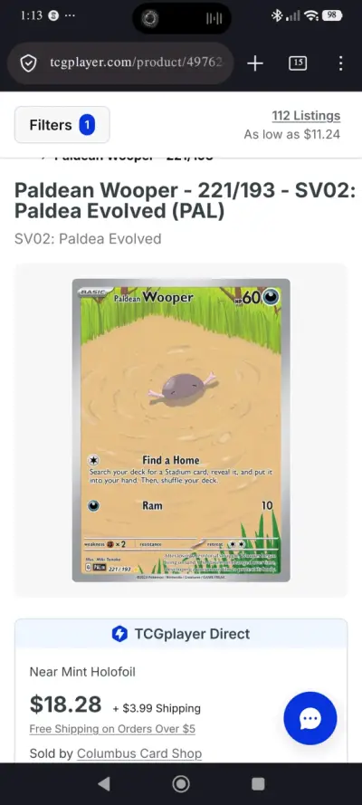 Carta Pokémon Paldean Wooper Holofoil - miniatura 3