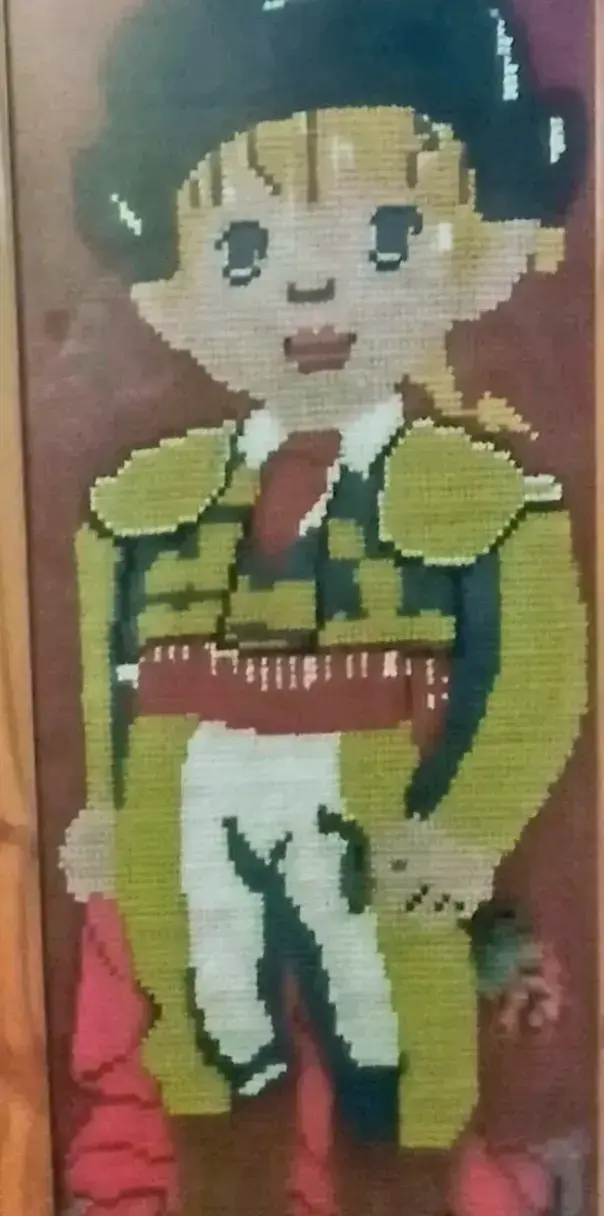Cuadro bordado en punto cruz de torero