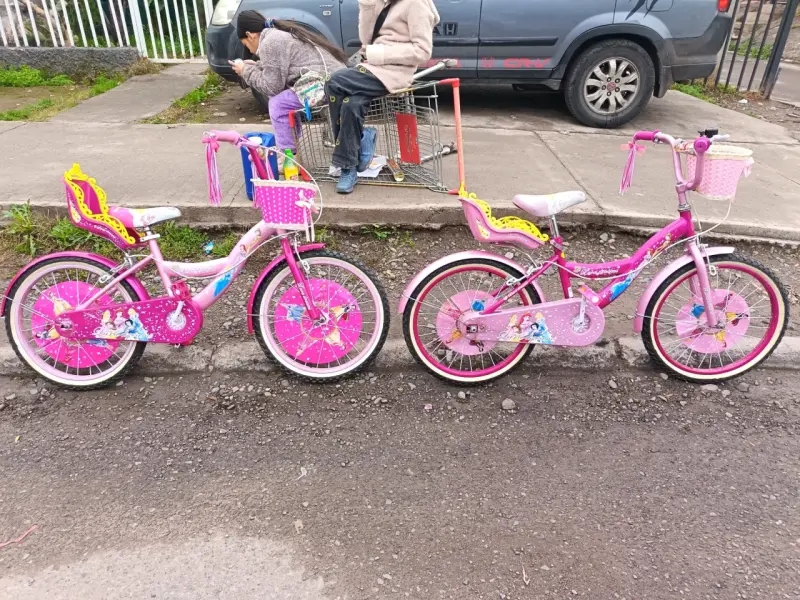 Bicicleta infantil rosa con diseño de princesas - 2