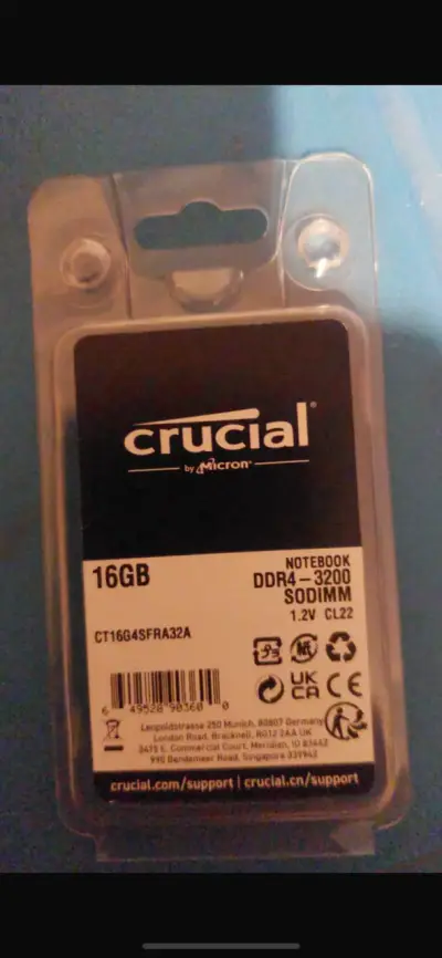 Memoria RAM Crucial 16GB DDR4 3200 SODIMM - miniatura 1