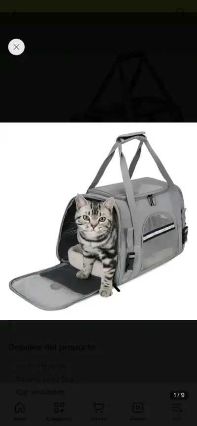 Bolso transportador para mascotas gris - miniatura 2