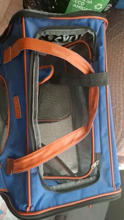 Transportadora de mascotas azul y naranja - miniatura 3