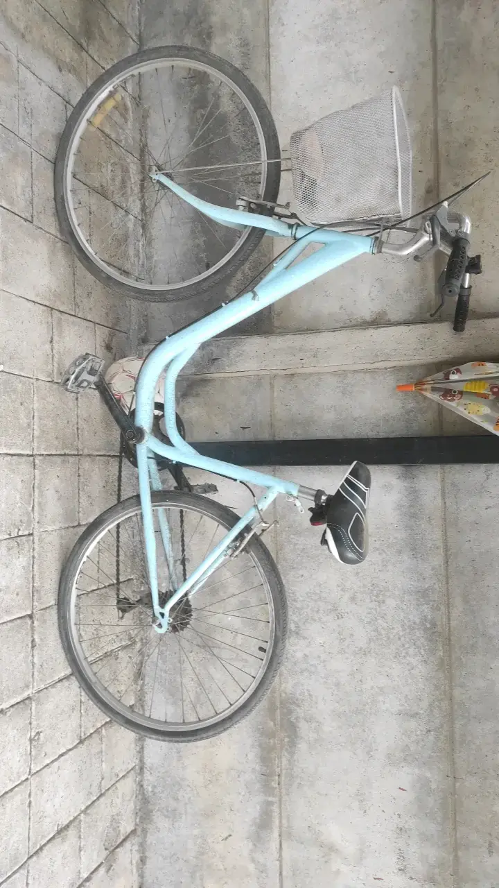 Bicicleta urbana azul con canasto