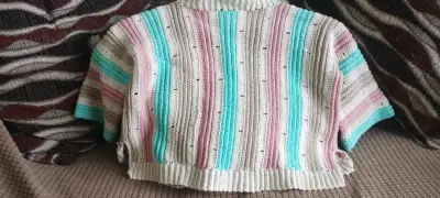 Chaleco de lana a rayas para niña - miniatura 1