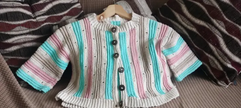 Chaleco de lana a rayas para niña - 2