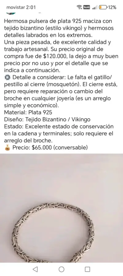 Pulsera de plata 925 estilo vikingo - miniatura 2