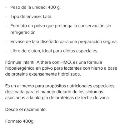 Leche APLV  Hipoalergénica Nestlé NAN Althéra - miniatura 4