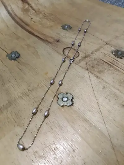 Collar de plata con diseño de esferas 45cm - miniatura 2