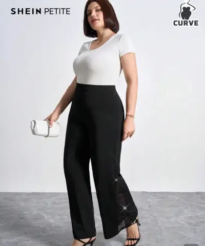 Calza negra elegante SHEIN Curve — Pierna ancha - miniatura 1