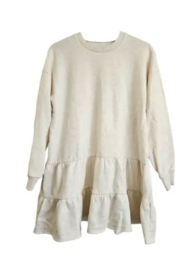 Vestido suéter beige casual para mujer - miniatura 1