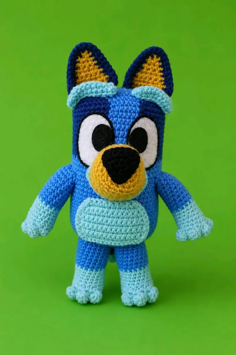 BLUEY Muñeco de crochet azul para niños
