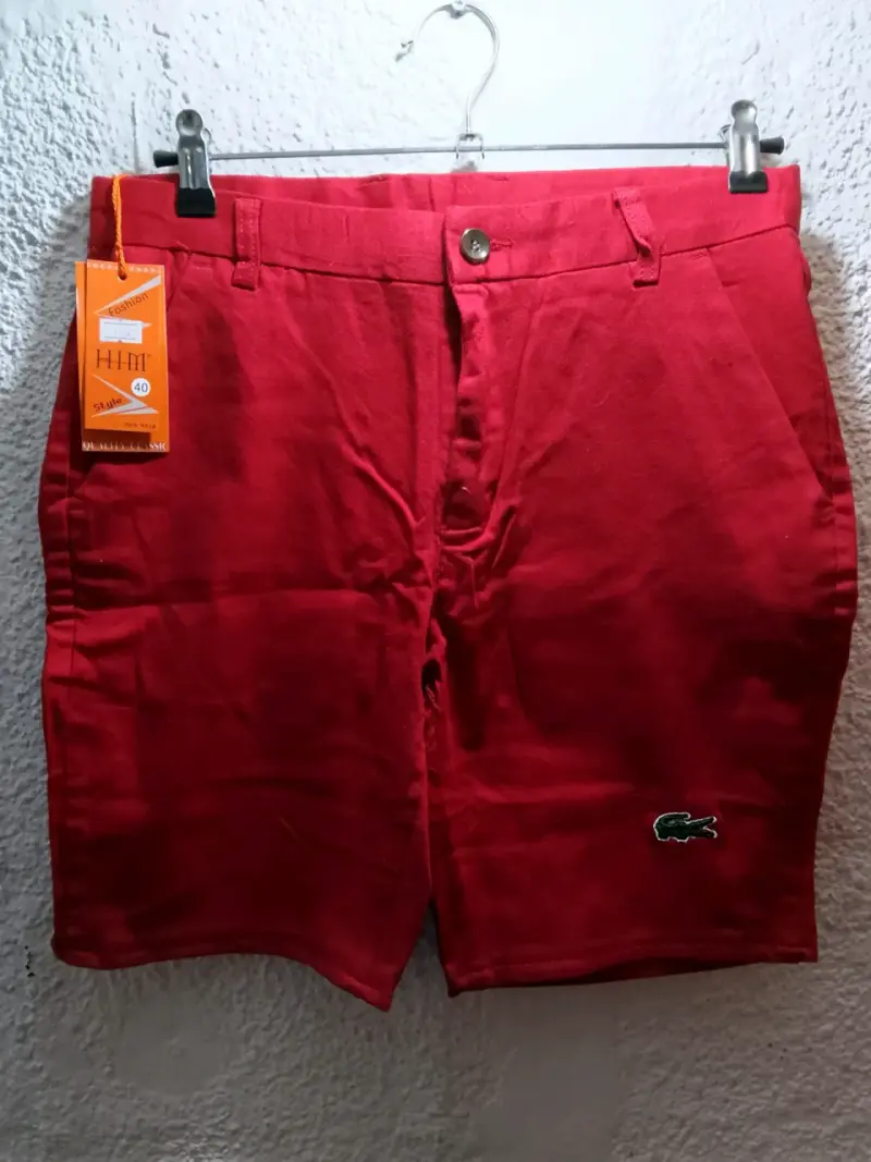 Shorts de hombre en colores rojo bordado - 1