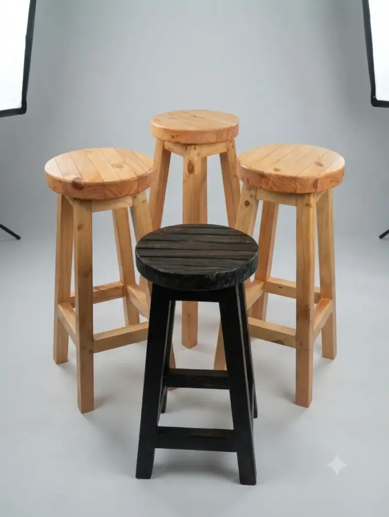 Taburetes de madera reciclada estilo rústico - 1